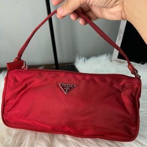 PRADA red nylon pochette